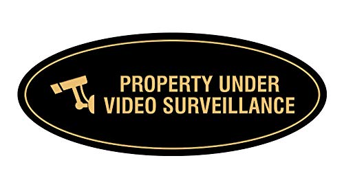Panneau de surveillance Signs ByLITA ovale haut de gamme noir et or pour extérieur