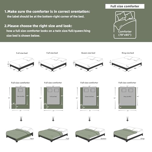 Image of Litanika Sage Green Full Comforter Set, 3 Pieces Tufted Boho Farmhouse Bedding Comforter Sets, Lightweight Fluffy Comforter Bed Set for All Season (79x90In Comforter and 2 Pillowcases)