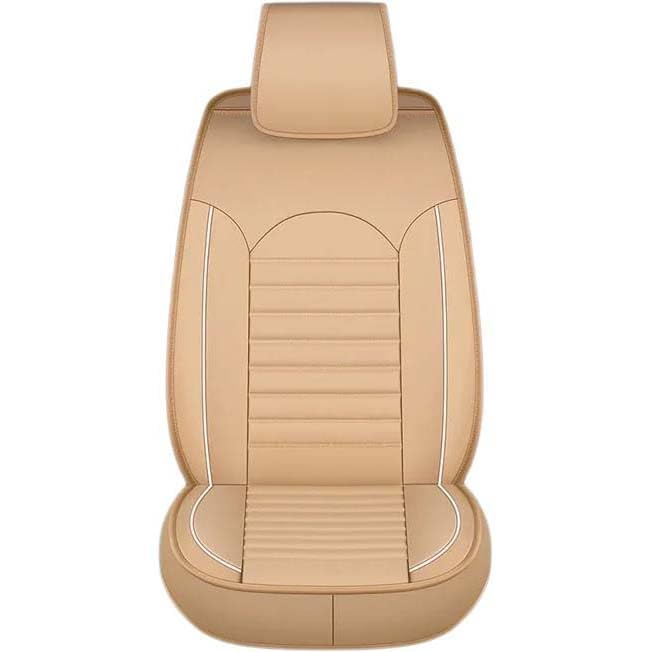 Housse de siège voiture universelle cuir PU beige couvre coussin auto rembourré