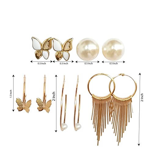 Image of ANNACREATIONS Stylish combo of pearl stud hoop earrings set for Women Girls