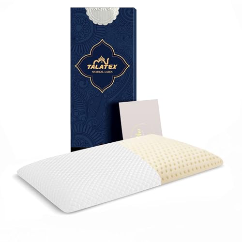 Talatex 100% Natural Premium Thin Latex Pillow, Ultra Thin Pillows, Flat Pillows for Sleeping Helps Relieve Pressure, No Memory Foam Chemicals, Perfect Package Best Gift
