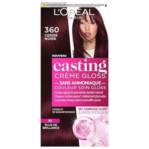 L'ORÉAL PARIS - tinte semipermanente para el cabello, tono sobre tono - color cuidado con brillo - sin amoníaco - Casting Creme Gloss - matiz: cereza negra (3.60)