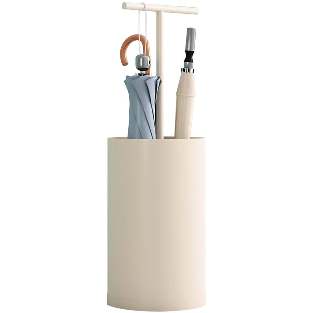 Porte-parapluie cylindrique beige de grande capacité pour entrée classique