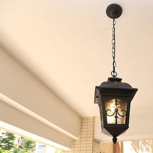 Lampe suspendue externe E27 étanche avec lanterne en verre pour sécuriser l'escalier