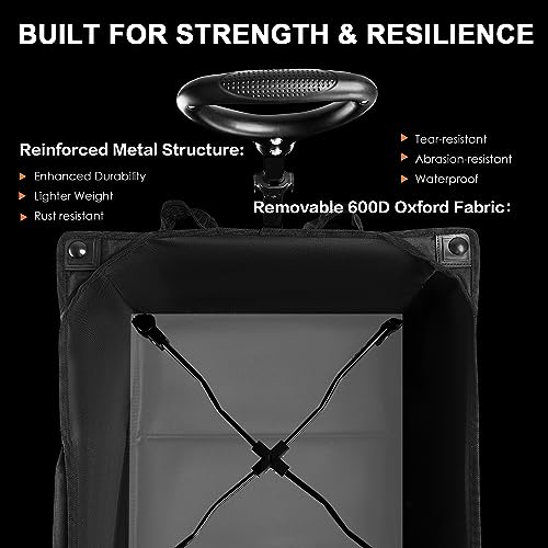 Collapsible Folding Wagon, Beach Wagon Cart Heavy Duty Foldable with Big Wheels, Utility Grocery Wagon with Side Pocket and Brakes for Camping Garden Sports, T1 - Image 5