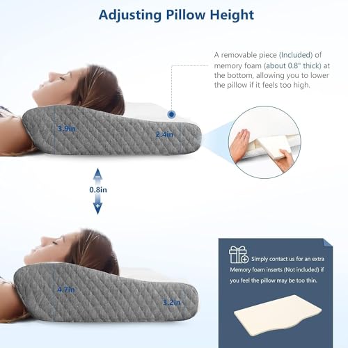 Image of Rylan Cervical Memory Foam Pillow for Neck Support | 2-Year Manufacturing Warranty | Orthopedic Contour Pillow for Cervical Spine Alignment & Shoulder Support | Made in India