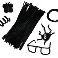 100 Stück Pfeifenreiniger, Schwarz Pfeifenreiniger zum Basteln, 30cm Lang Chenilledraht Basteldraht für Kinder DIY Handgemacht, Halloween Decoration