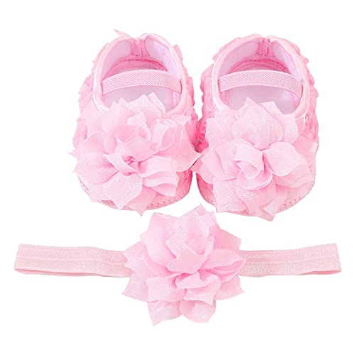 Generic Infant Shoes Girls Baby Shoes Hairband Set 01 Year Old Baby Shoes 246 August Newborn Soft Sole Walking Shoes