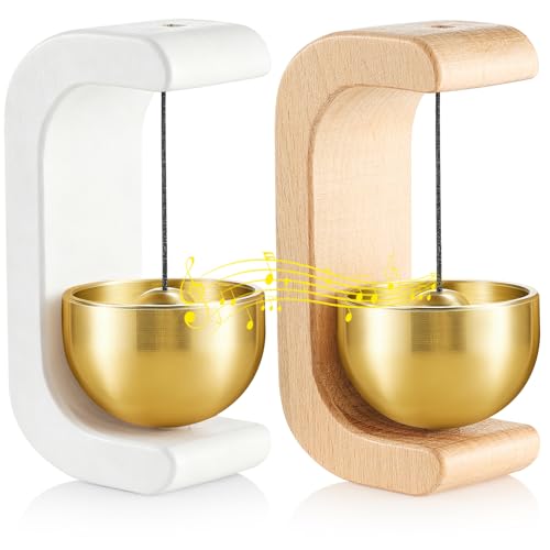 Zonon 2 Pcs Magnetic Wooden Doorbell Chime, White, Nature Beech