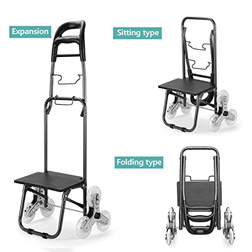 KINLO Einkaufstrolley Treppensteiger mit 3 Räder, Trolly Einkaufswagen Klappbar, Schwarz,Wasserdichter, 45L – Bild 5