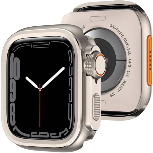 Ya en manzanajugosa.com: Amizee 2 en 1 Funda Compatible con Apple Watch Series 9/8/7 45mm, PC Dura Anti-Raspado Metál Marco Cobertura Carcasa para iWatch 45mm, Titanio