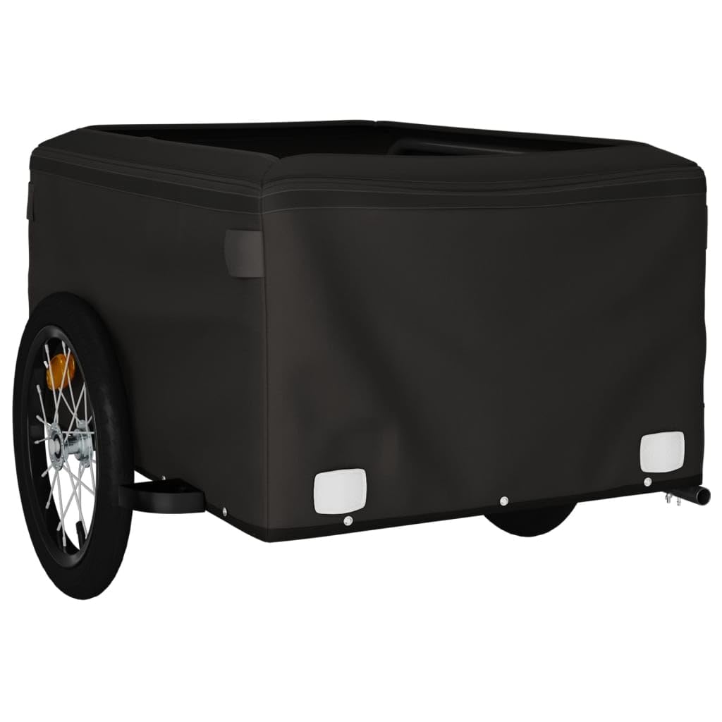 Remolque de bicicleta negro y rojo de hierro, plegable con embrague, bandera de seguridad, adecuado para transporte de equipaje, perros, niños, excursiones al aire libre, compras