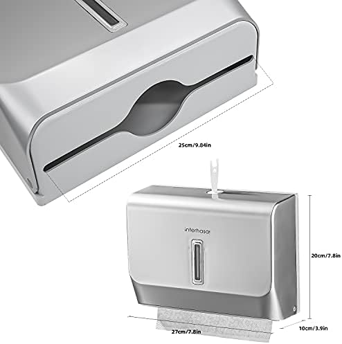 interhasa! Commercial Paper Towel Dispenser Wall Mounted C-fold Hand Towel Dispenser Kitchen Bathroom Restaurants (Silver)