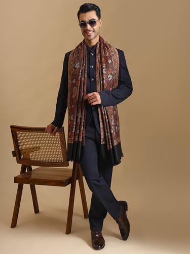 Image of Zamour Faux Pashmina Soft Jamawar Woven Jacquard Shawl for Men