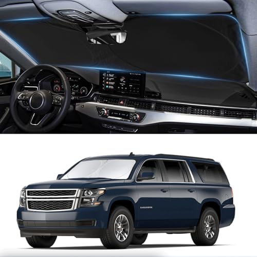 Image of Windshield Sunshade for Chevrolet Suburban 2015-2018 2019 2020 Sun Visor | Custom Fit Chevy Suburban Accessories Foldable Front Window Shield Windshield Cover Sun Protector