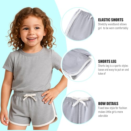 SOBOWO Toddler Girl Shorts 3 Pack Girls Athletic Shorts Solid Soccer Running Active Sport Bike Summer Drawstring Pants 18M-6Y3