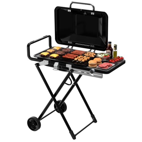 Image of Bestfire Propane Gas Grill, 13000 BTU 2-in-1 Griddle & Grill Grate Foldable
