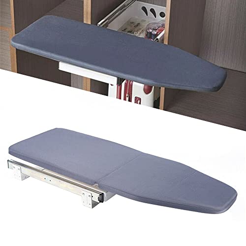 SENDERPICK Planche à repasser extensible à 180 ° - Planche à repasser pliable de taille moyenne, tiroir d'armoire de rangement dans l'armoire, planche à repasser tournante push & pull Grise Cover