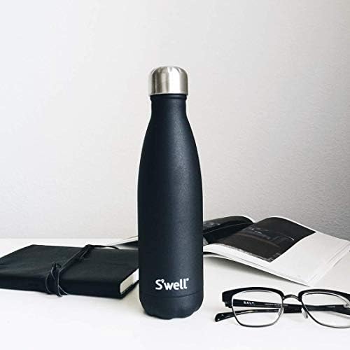 S'well Stainless Steel Water Bottle - 17 Fl Oz - Onyx - Triple-Layered Vacuum-Insulated Containers Keeps Drinks Cold for 36 Hours and Hot for 18 - BPA-Free - Perfect for The Go