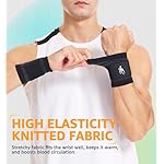HiRui Wrist Brace/Wraps Wrist Compression Strap and Support for Work Fitness Weightlifting Sprains Tendonitis, Carpal Tunnel Arthritis, Pain Relief, Adjustable Wristbands 2 PACK (Black, M) - Image 3
