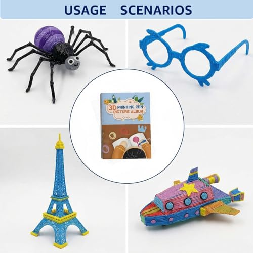 3D-Stift-Druck-Zeichenbuch, wiederverwendbare farbenfrohe Vorlage mit 40 Mustern dickem Papier mit durchsichtigen Platte, 3D-Malerei-Graffiti-Schablonen, Ideal für Kinderzeichnungen Bastelarbeiten