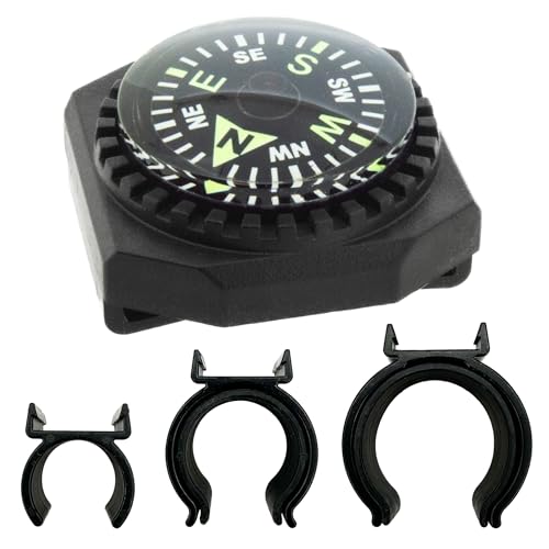 Sun Company MultiCompass - 4-in-1 Compass with Clip Adapters | Wrist Watch Compass with Attachments for Bicycle, Ski Pole, Kayak or SUP Paddle, and More