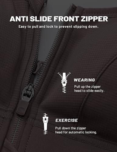 Image of SYROKAN Womens' Sports Bra High Impact Support Zip Front Adjustable Large Bust Racerback Wirefree Padded