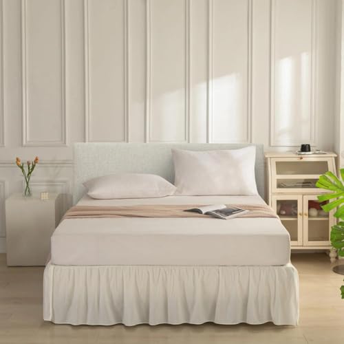 Bed Skirt Full Size Ruffled Bed Skirt with Split Corners, Full Bed Skirts 12 Inch Drop with Platform, 12'' Full-Ivory