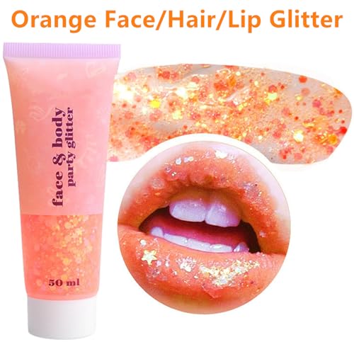 image for Go Ho Orange Face Body Glitter,Sparkle Orange Face Paint Glitter Makeu