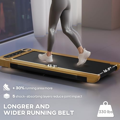 Image of 17x43 inch Premium Space-Saving Portable Under Desk Treadmill Featuring Remote Control Bluetooth Speaker Wheels led Display