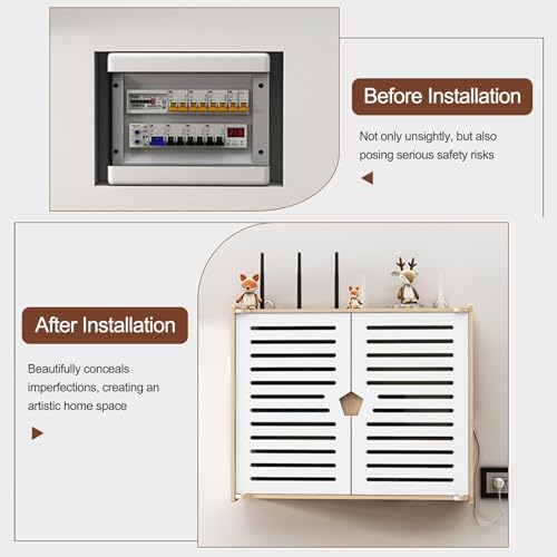 Armoire de rangement murale pour routeur – Organisateur pour routeur WiFi et câbles, design peu encombrant pour la maison et le bureau
