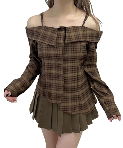 [ウィゴー] PHILLY リボンベルトオフショルチェックシャツ レディース F ブラウン