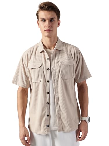 Image of Thomas Scott Men's | Solid | Half Sleeve | Regular Fit | Polyester-Blend | Double Flap Pocket | Spread Collar | Casual Shirt