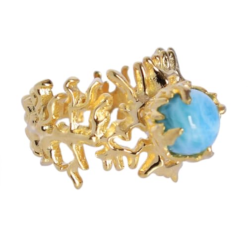 Bague en larimar et argent plaqué or, le bijou bohème chic pour illuminer vos tenues d'été