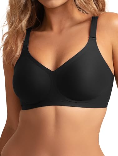 Image of Women V Neck Wireless Bra Full Coverage Comfort Jelly Strip Bras Supportive Seamless Bralette