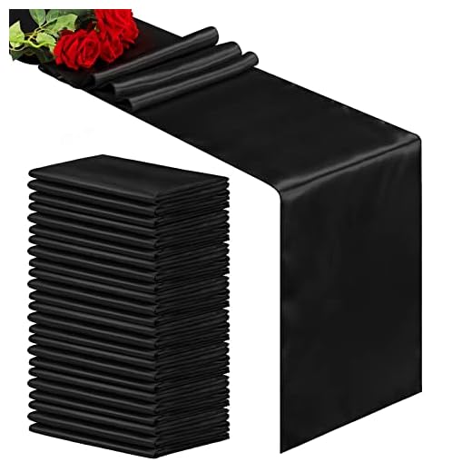 Aneco 24 Pack Satin Table Runner 12 x 108 Inch Black Long Bright Silk and Smooth Fabric Table Runner for Wedding Banquet Birthday Party Table Decoration