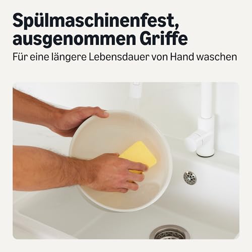 Amazon Basics Stapelbares Topf- und Pfannenset, 11-teiliges Kochgeschirr-Set mit Abnehmbaren Griffen, Antihaft-Keramik, für alle Herdarten… – Ansicht 4