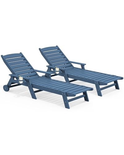SERWALL Patio Chaise Lounge Chair Set of 2, 78'' Long 5-Positions Adjustable...