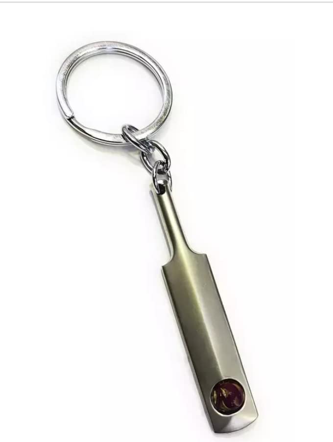 Silverline Premium Metal Cricket Bat Keychain - Metallic (Pack Of 1)