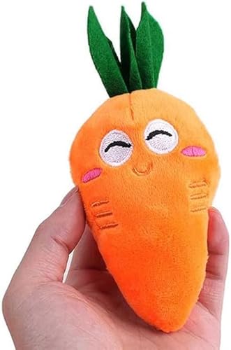 Wyjuan 1 x weiches Hundespielzeug in Karottenform aus Plüsch, Kauspielzeug, quietschendes Spielzeug für Hunde, Katzen, mit mehreren Quietschern