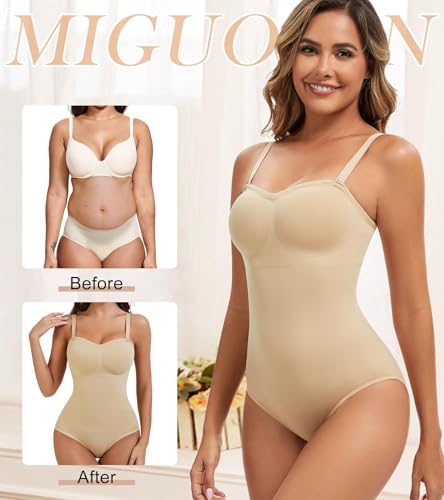 Image of Strapless Shapewear Bodysuit for Women With Built In Bra Seamless Tummy Control Tube Top Body Suit Body Shaper