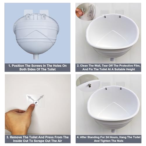 Urinal para hombres, montaje en pared, de plástico PP, sin descarga de agua, antiobstrucción y antiodor, para baño, escuela, obra o exterior (blanco) miniatura 6