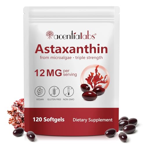Astaxanthin 12mg, Premium Astaxanthin Supplements Supports Eye, Joint, Internal Circulation, Skin