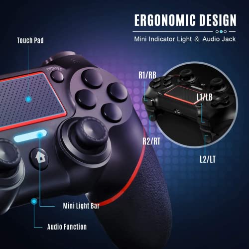 Deeptick Wireless Gamepad Controller For Ps4/Pc With Motion Motors And Audio Function, Mini Led Indicator, Usb Cable And Anti-Slip (Red) #TOP3