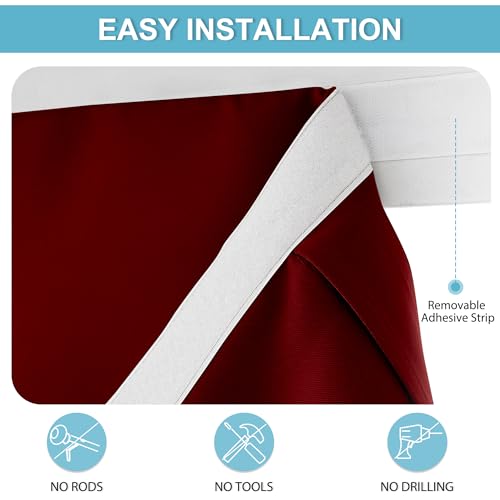 Image of RYB HOME Door Window Curtain 80 inch - Privacy Room Darkening Front /Tricia /French Door Window Curtains Sidelight Curtain Tie up Shade, W30 x L80 inch, 1 Panel, Red