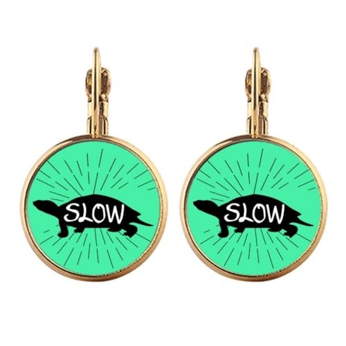 Boucles d'oreilles pendantes à clip tortue noire et or naturel femme