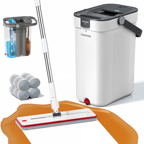 HoMettler Mop and Bucket Set, Flat Mop and Bucket System