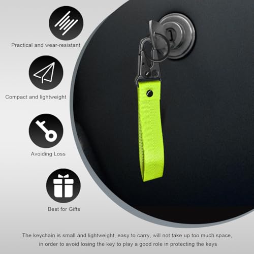 Image of Wevdn Car Key Chain, Fabric Metal Practical Multifunctional Motorcycle Keychain, Anti-Lost Keychain with O-Ring for Men Women (Fluorescence Green)