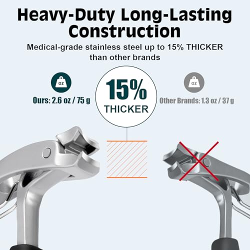 Image of Heavy Duty Toenail Clippers for Thick Ingrown Nails Fingernail Set | Ultra Sharp All-IN-ONE Kit: 15% Thicker Premium Sturdy Podiatrist Toe Nail Care Tools. Perfect Grooming Gifts with Case