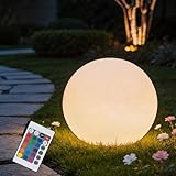 FANOAULEA 12 Inch Ball Light, Outdoor Glow Globe Light with Remote Control, LED Solar Gazing Ball Night Light 16 Modes RGB Color Changing, Waterproof Solar Globe for Garden Yard Pathway Decor